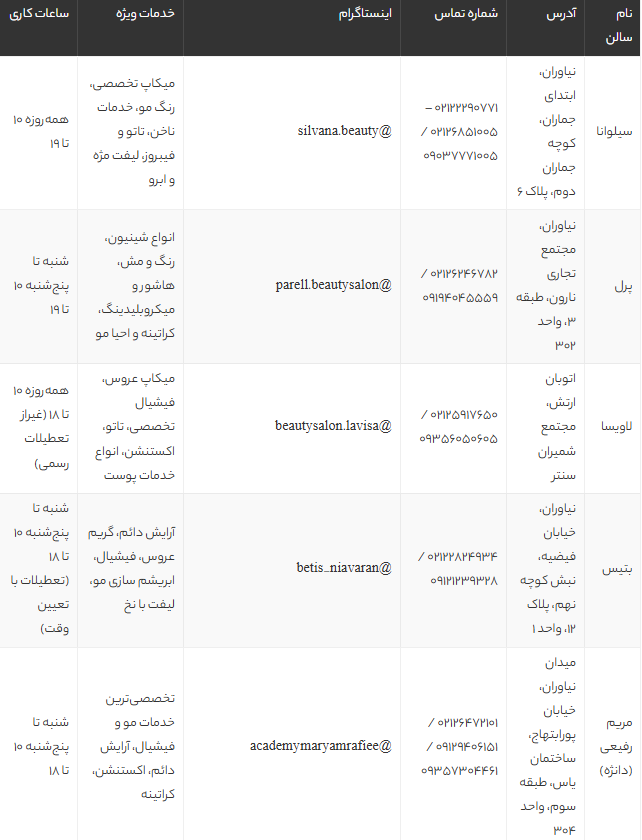 بهترین و لاکچری‌ترین سالن‌های زیبایی نیاوران تهران | معرفی ۸ آرایشگاه برتر سال 1405
