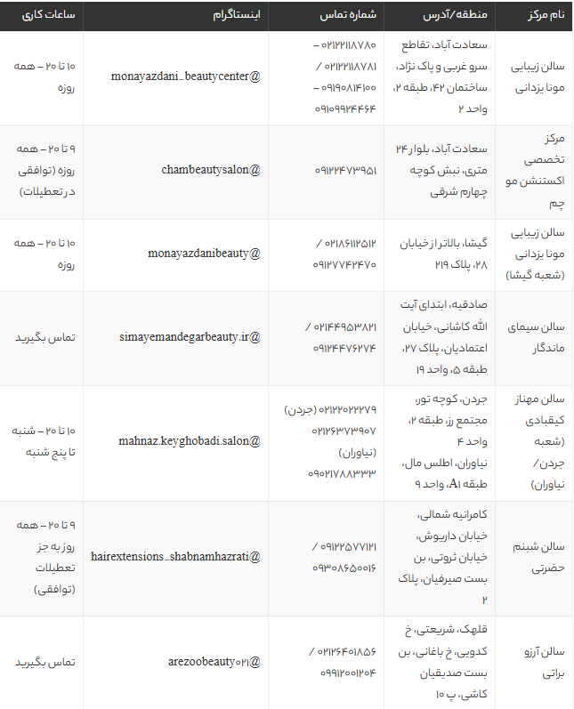 بهترین اکستنشن مو در تهران | 7 مرکز تخصصی اکستنشن مو با آدرس، شماره تماس و اینستاگرام