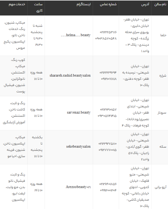 بهترین سالن‌های زیبایی در ظفر تهران【معرفی ۱۰ آرایشگاه حرفه‌ای با آدرس و خدمات】