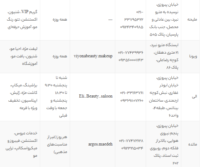 بهترین سالنهای زیبایی پیروزی تهران | لیست 10 آرایشگاه زنانه برتر سال 1405 همراه با آدرس و تلفن بهترین سالنهای زیبایی پیروزی تهران | لیست 10 آرایشگاه زنانه برتر سال 1405 همراه با آدرس و تلفن