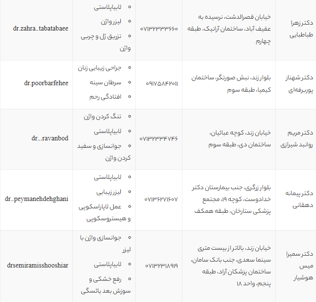 بهترین جراح پلاستیک زن در شیراز | معرفی 10 دکتر برتر زیبایی زنان + آدرس و شماره تماس بهترین جراح پلاستیک زن در شیراز | معرفی 10 دکتر برتر زیبایی زنان + آدرس و شماره تماس